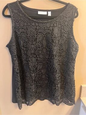Susan Graver Black Crochet Lace Sleeveless top